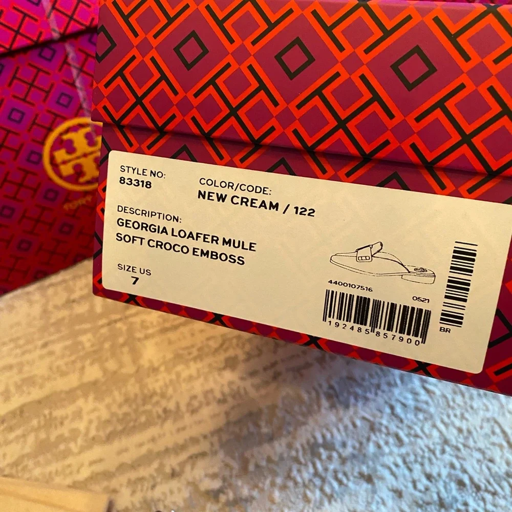 Tory Burch Georgia Croc-Embossed Loafer Mule